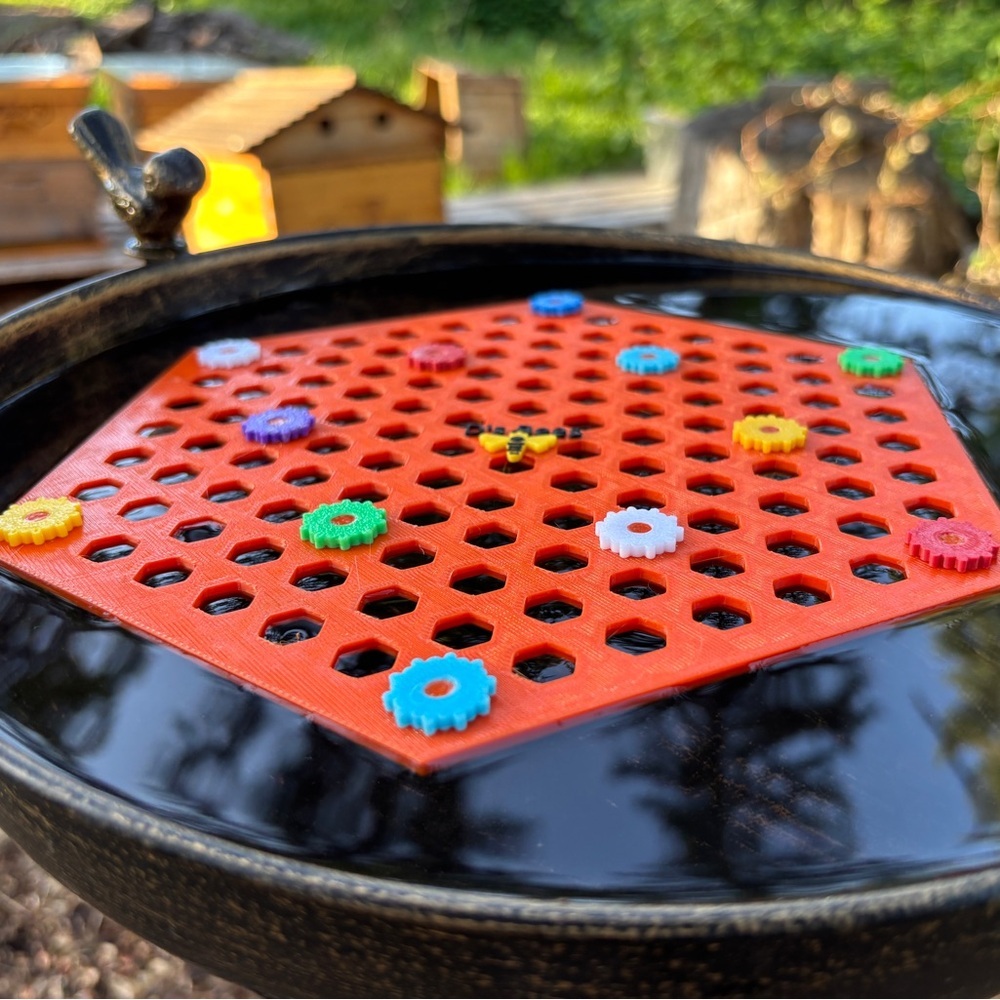 Colorful Hexagonal pollinator hydration station-designed printed by me pack of 4 - Picture 3 of 9